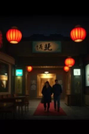 《铜线电台》竖版剧照：老式广播话筒前亮着一盏绿罩台灯