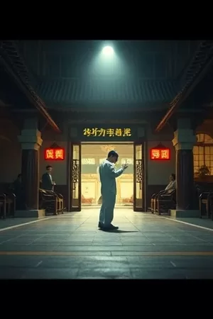 《白鹭渡口》竖版剧照：晨雾里的渡船停在青石台阶边